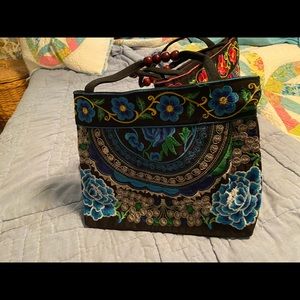 1 Pink embroidered 1 blue embroidered handbags new